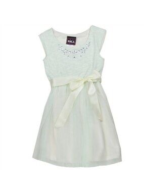 RMLA Girls Holiday Dress with sweater knit upper and jewels, mint green size 4T*
